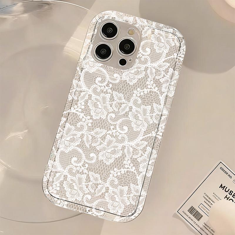 White Trendy Lace Vine Print Transparent Phone Case For Xiaomi Redmi Note 13 Pro Redmi13 13C 4G 5G Note13Pro Plus 12 11 10 Case