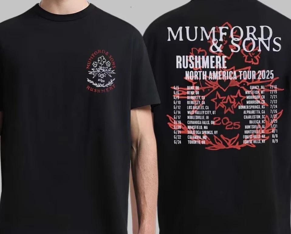 Mumford And Sons Rushmere North America Tour 2025 Two Sided T-Shirt XL