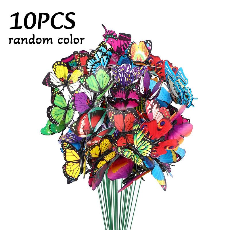 10-50pc Simulation Butterfly Decor Stakes Home Party Garden Patio Decor Colorful Multi-purpose Butterfly Yard Plant Decor