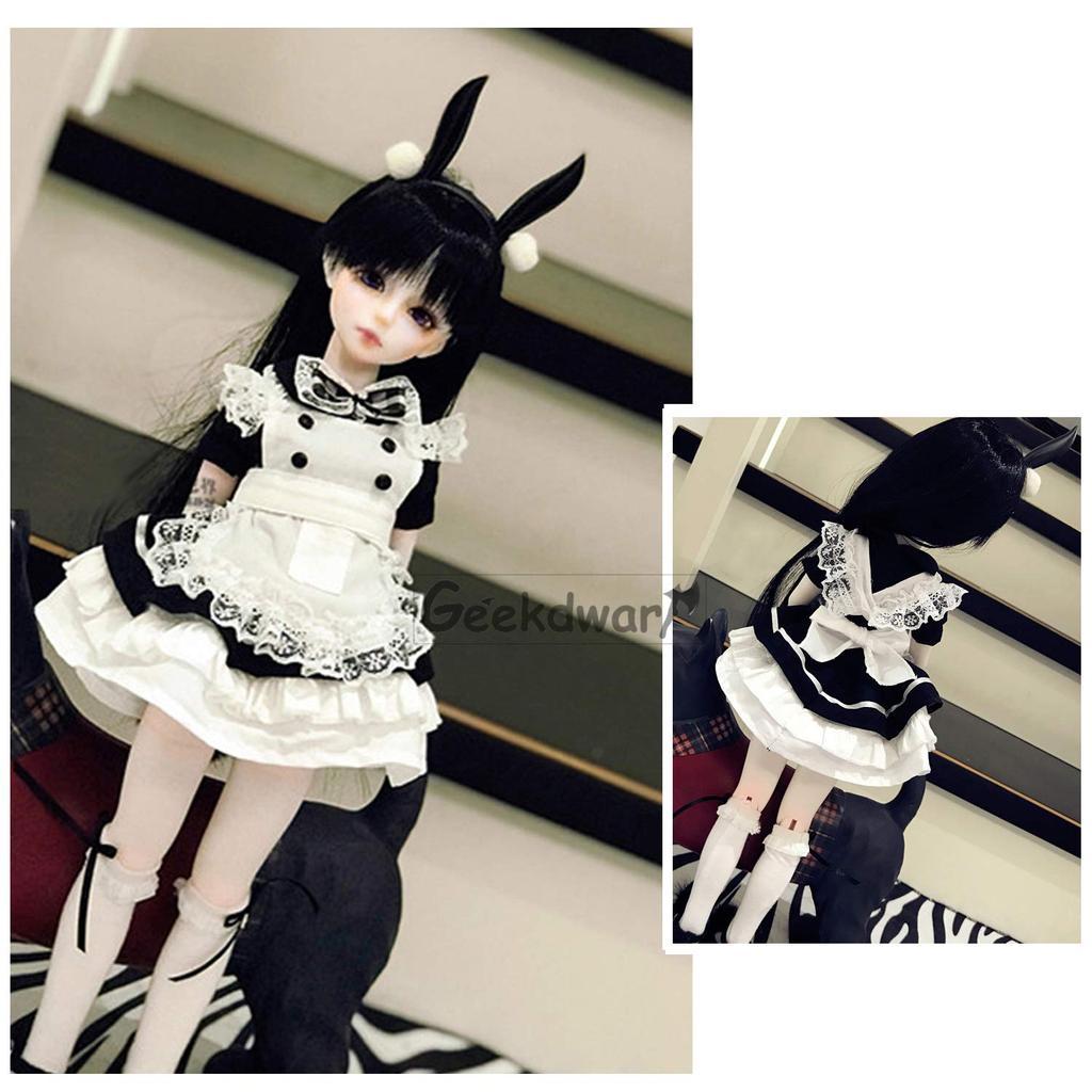 GeekDwarf of Doll Costume Maid Clothes Figure Beautiful Girl Gal JK Uniform Underwear Rabbit Ears Apron Socks Included of [Set 7] 1/3 (Set 7)