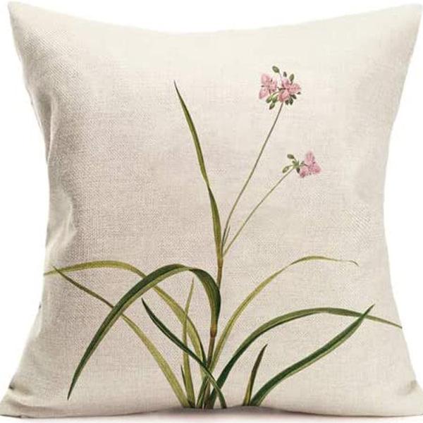 Popular Green Plant Linen Pillowcase Modern Simple Home Sofa Living Room Pillow Cushion