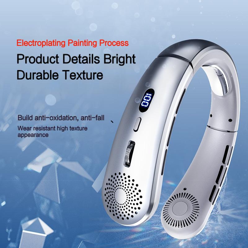 Portable Neck Fan, Upgraded 100 Speeds Personal Bladeless Fan Wearable with Neck Brace, 4000mAh Rechargeable Battery Operated,