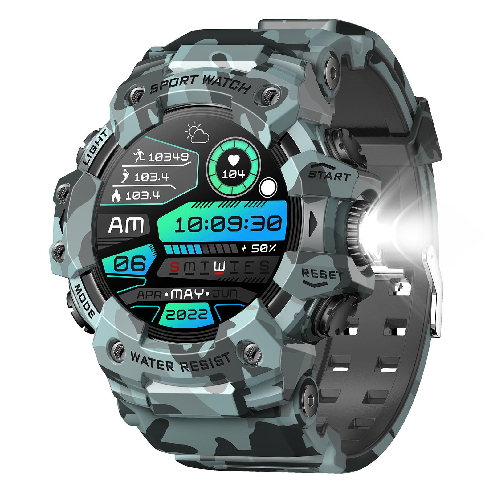 

LC21 1,32-дюймовий розумний годинник з підтримкою дзвінків через Bluetooth, ліхтариком, компасом, SOS, моніторингом здоров я, спортивний годинник Camouflage Grey