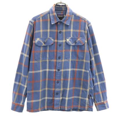 Check Pattern Long Sleeve Shirt XS Blue Navy Blue Outdoors Men's Used