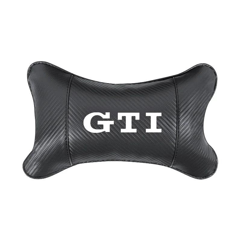 Car Seat Headrest Auto Carbon Fibre Neck Pillow For Volkswagen GTI Golf 6 7 8 Polo VW R-Line CC Passat Tiguan T-ROC Arteon  Taos
