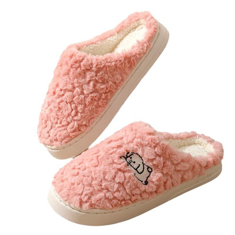 Cotton Slippers Women's Plush Warm Cotton Shoes Winter New Cotton Drag Couple Hair Slippers Plush Shoes