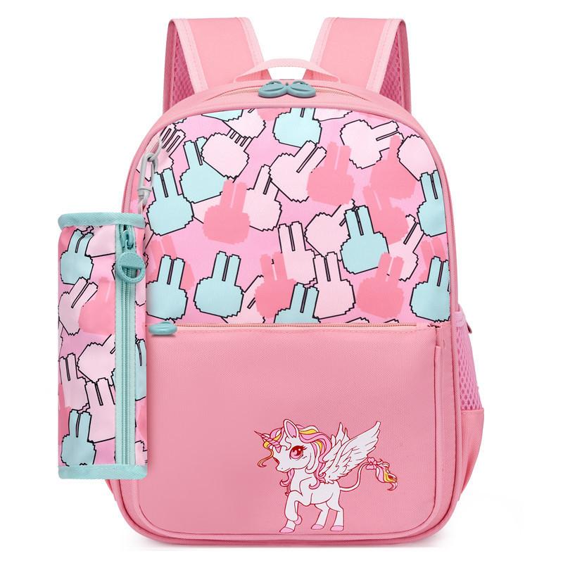 Fashionable Large Capacity Canvas Cartoon Backpack For Elementary School Kids Unisex