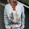 Women's Fashion Christmas Printed Long Sleeve Knitted Cardigan Button Down Jacket