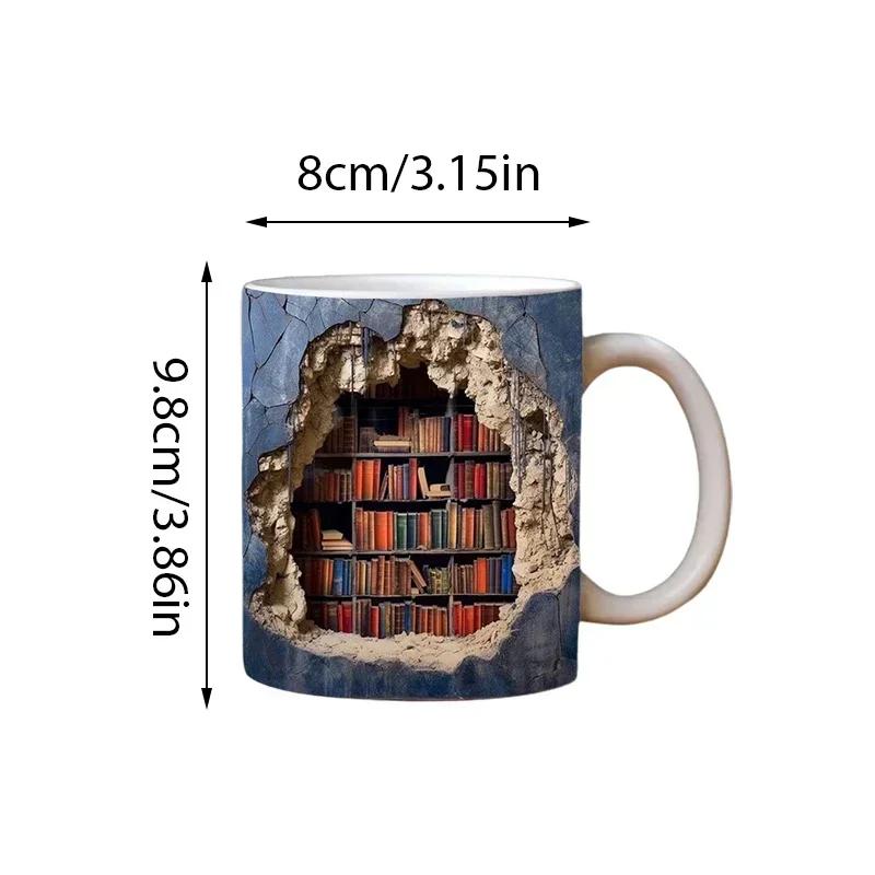 3D Library Bookshelf Ceramic Mug Cup Creative Book Shelf Multi-Purpose Coffee Mugs Home Table Decoration Friends Gift