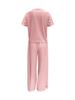 European Summer Pink Linen Women's Two-Piece Set: Short Sleeve Top & Wide-Leg Pants