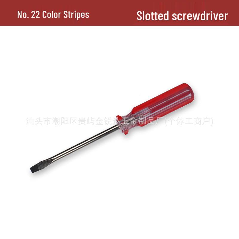 Crystal Color No. 22 Transparent Handle 6-in-1 Magnetic Screwdriver, 4" Black Head, Phillips & Flathead