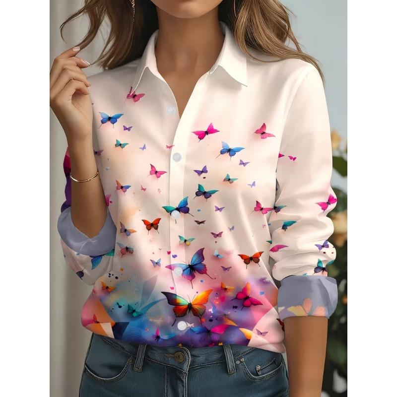 Large Size 3XL New Spring Autumn Women Shirts Fashion Cute 3D Animal Print Long Sleeve Blouses Tops Single Breasted Casual Shirt