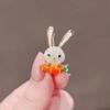 Cute Japanese Style Rabbit Brooch With Sparkling Crystal Accents Stylish Brooch Pin For Scarf Or Clothing Decoration