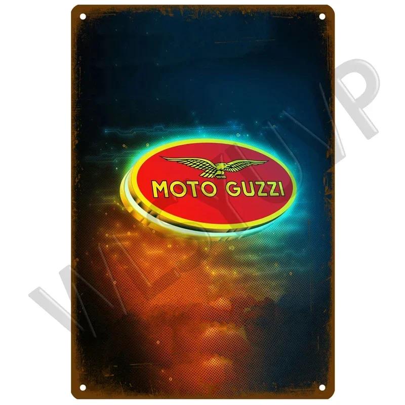 Moto Guzzi Gammal Man Plakett Metall Vintage Tennskylt Shabby Chic Dekor Metallskyltar Vintage Barinredning Metallaffisch Metallplatta