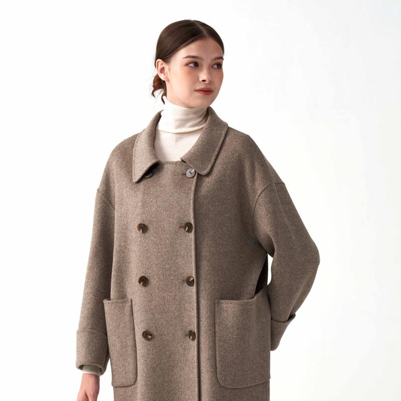 

Жіноче кашемірове пальто Qinghe кашемір 30% кашемір 70% шерсть Жіноче осінньо-зимове кашемірове пальто куртка м яка і тепла L сірий колір