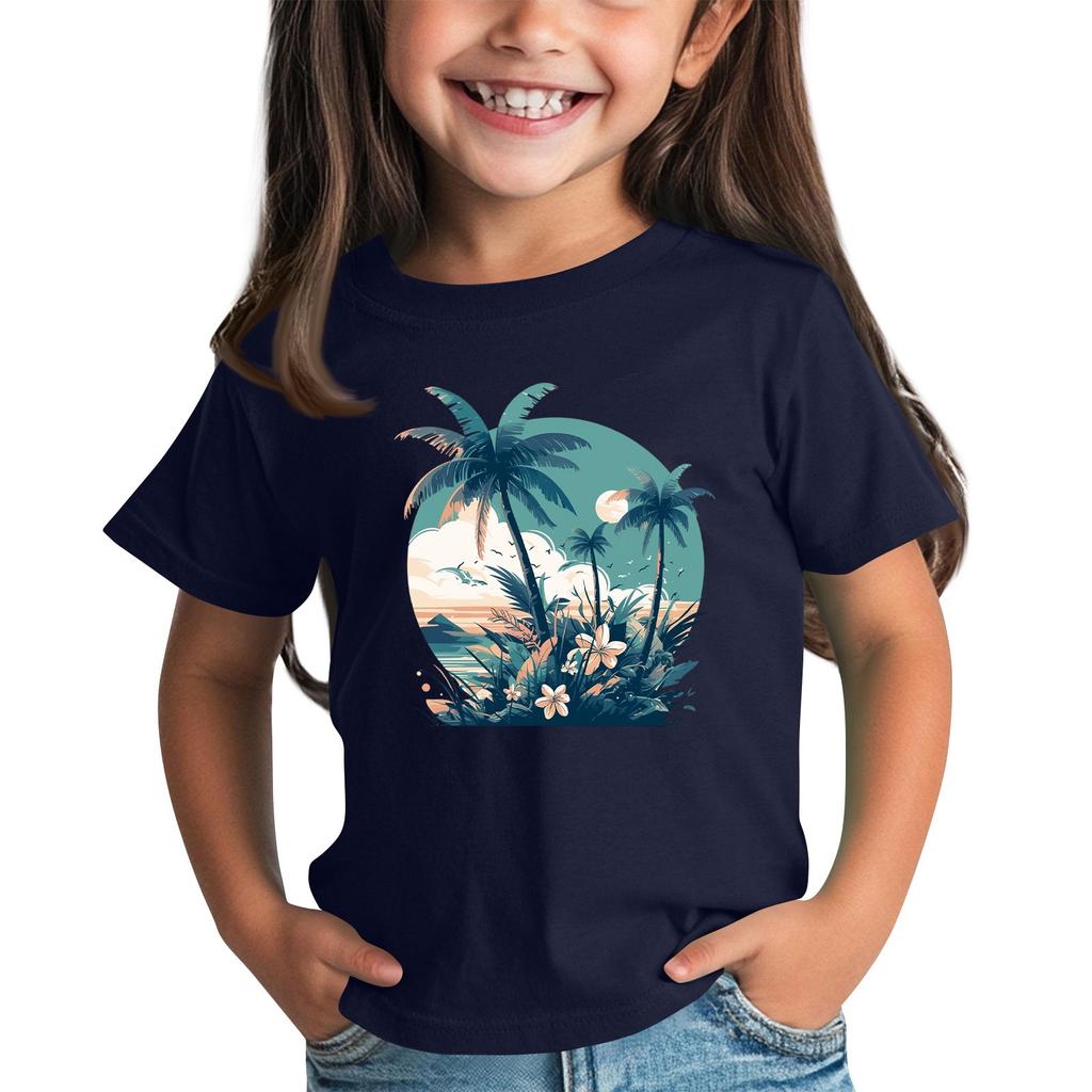 Kindermode Täglich Bedrucktes Rundhals Kurzarm Lässiges T-Shirt Top