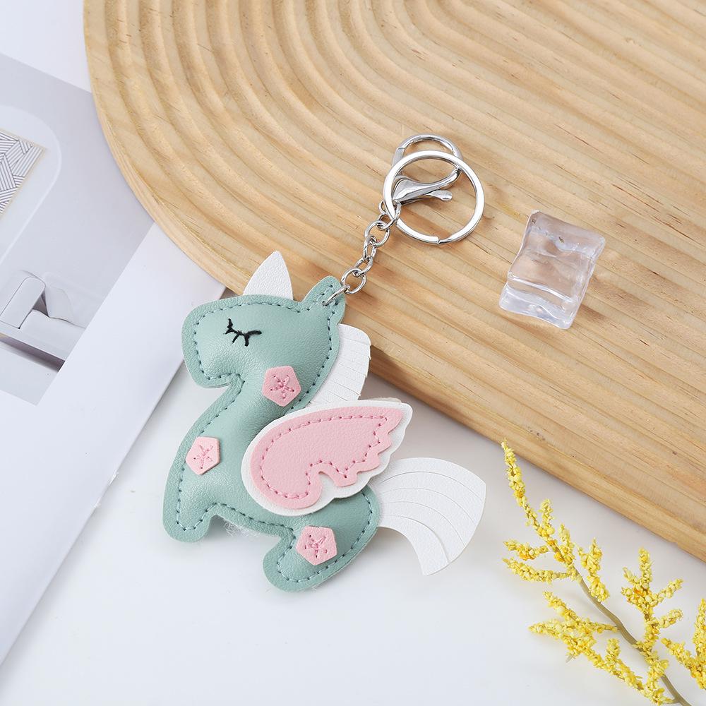 In-Stock Unicorn PU Leather Keychain: Stylish Pegasus Bag Charm