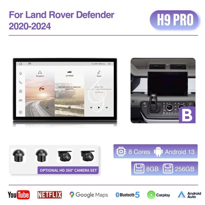 13.3 "For Land Rover Defender 2020-2025 Multimedia Video Player GPS Navigation Radio CarPlay Android13 8+256G