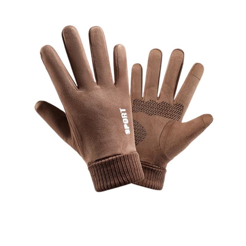 

Solid Color Suede Fabric Gloves Thickened Men Cycling Gloves Soft Full Finger Gloves Outdoor хаки
