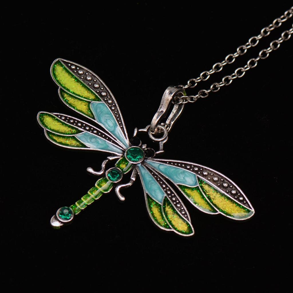 Dragonfly Vintage Ribbon String Purple Diamond Necklace Children'S Girl Necklace