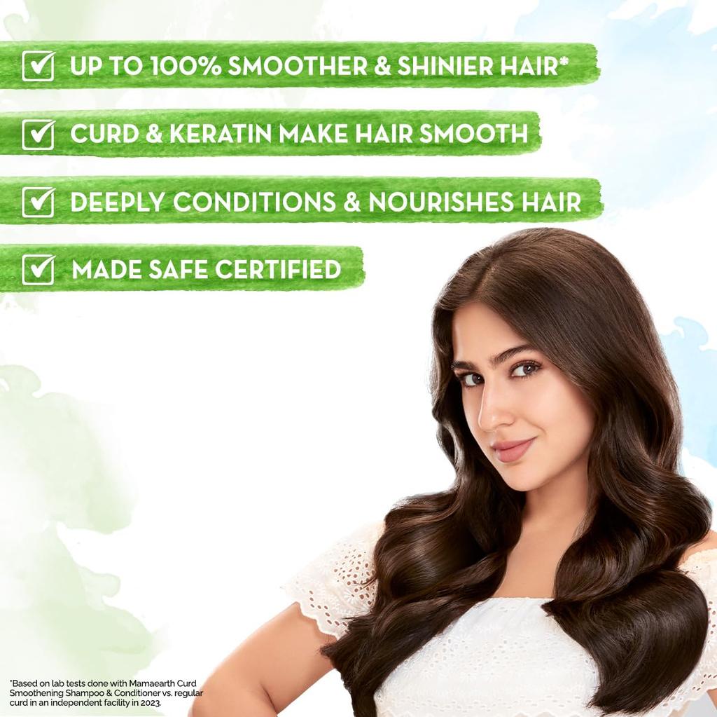 Mamaearth Curd Smoothening Conditioner 250 Ml Pack For Smooth Shiny Hair And Frizz Control