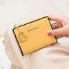 Women'S Small Wallet Double Fold Ultra Thin Zero Wallet Zipper ID Bag, Contrast Color Love Pendant Short Card Bag