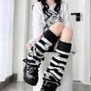 Star Decoration Knit Long Socks Striped Leg Warmers Vintage Boot Cuffs  For Women