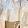 Casual Korean Style Women's Shirt Early Spring Style Ruffle Collar Temperament White Shirt Bow Top
