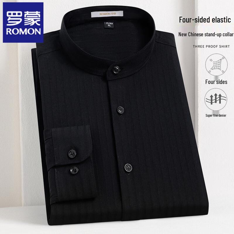 ROMON Men s Stand-Collar Long-Sleeve Shirt 3XL