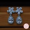 Fashion Flower Sparkling Tiny CZ Sterling Silver Drop Wedding Earrings Elegant Long Earings Bridal for Women Gift