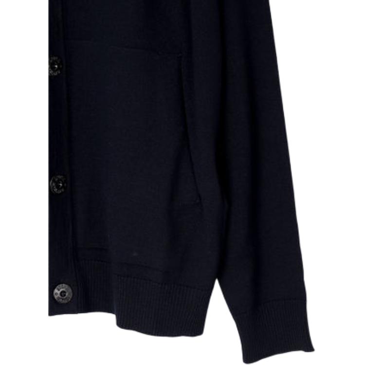 STONE ISLAND Einfarbiger V-Ausschnitt Mustergedruckt Locker Gestickt Langarm Strickpullover Herrenpullover Marineblau 7915511C4-V0020