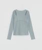 LOW TIDE Back Slit Long Sleeve T-Shirt [Sky Blue]