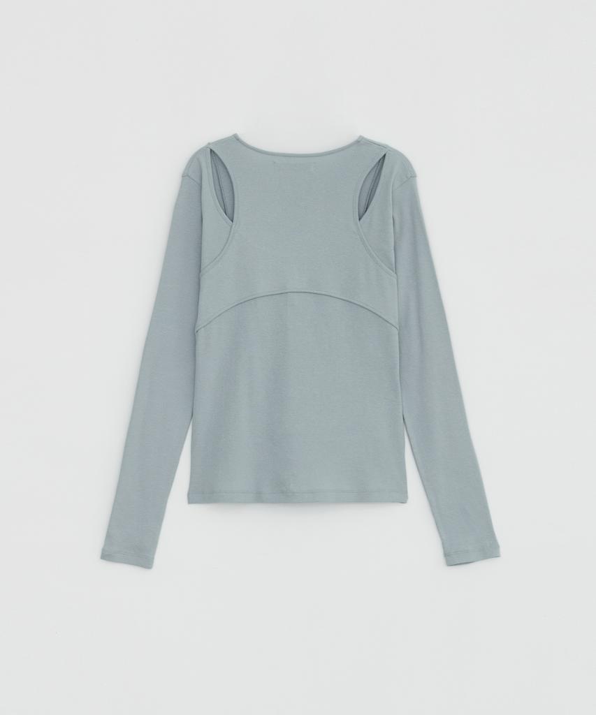 LOW TIDE Back Slit Long Sleeve T-Shirt [Sky Blue]
