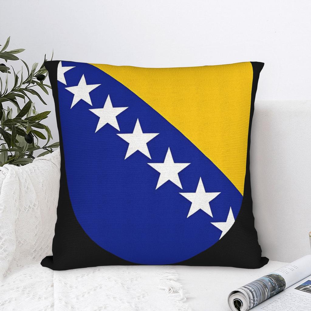 Pillow Case Bosnia Herzegovina Bosnian Flag Bosnians Soft Pillow Cover For Couch Sofa Bedroom Retro Trendy Pillowcases