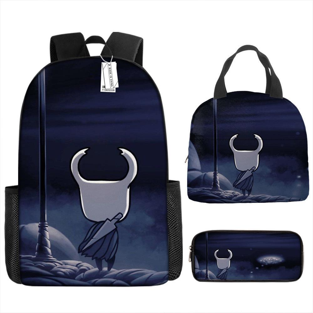 Luxusní Novinka Kreativní Cool Nový Hollow Knight 3D Tisk 3ks/Sada žák Školní tašky Batoh na notebook Denní batoh Batoh Taška na oběd Pouzdro na tužky