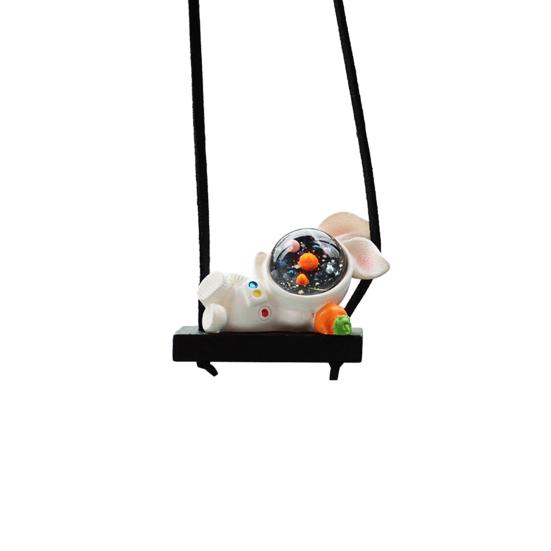 Car Swing Astronaut Hanging Decoration Resin Craft Auto Rearview Mirror Cartoon Spaceman Pendant Ornament Interior Accessories