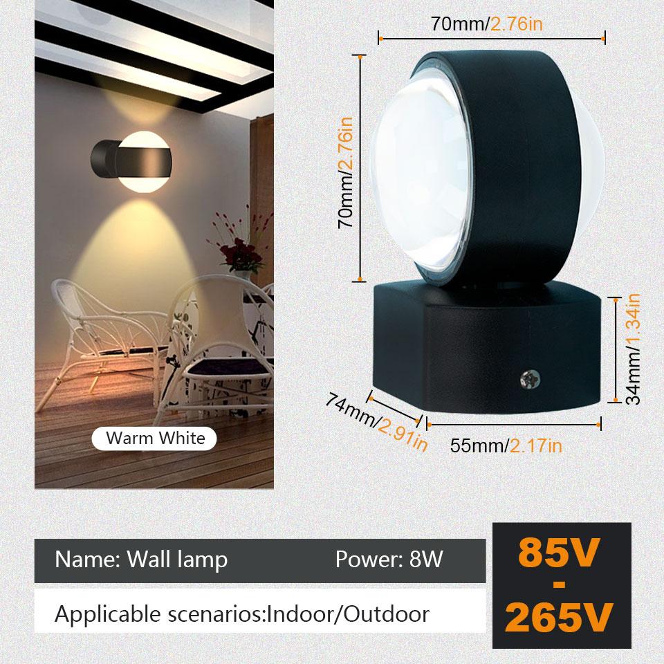 

Светодиодный настенный светильник водонепроницаемый IP66 для внутреннего и наружного использования, садовые светильники для гостиной, прихожей, спальни, декора теплый белый