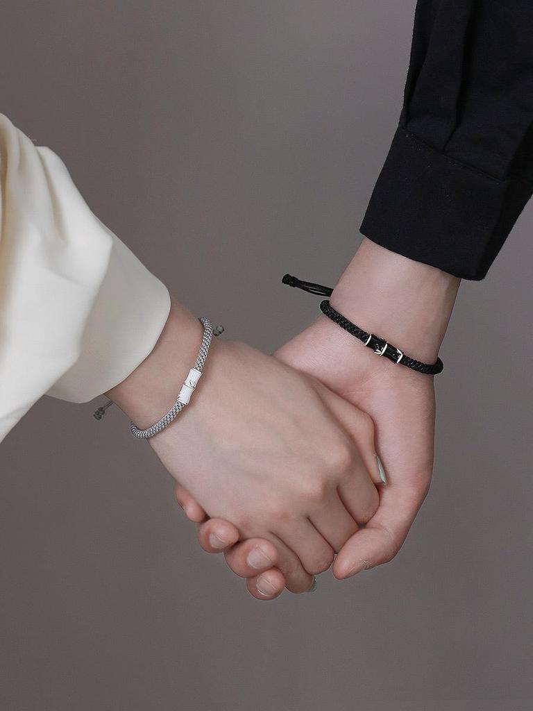 Sterling Silver Bamboo Couple Bracelets – Creative Student Style Hand Ropes, Perfect Christmas Gift for Girlfriend