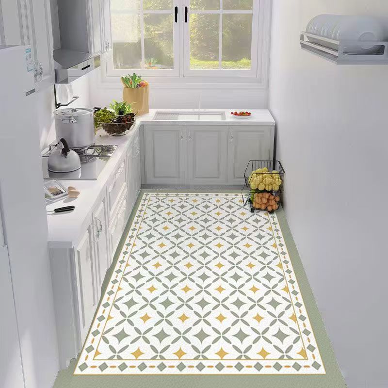 Kitchen Carpet PVC Leather Waterproof Floor Mat Non-slip Oil Proof Foot Mats Long Rug Spring Green Flower Home Decoration Rugs