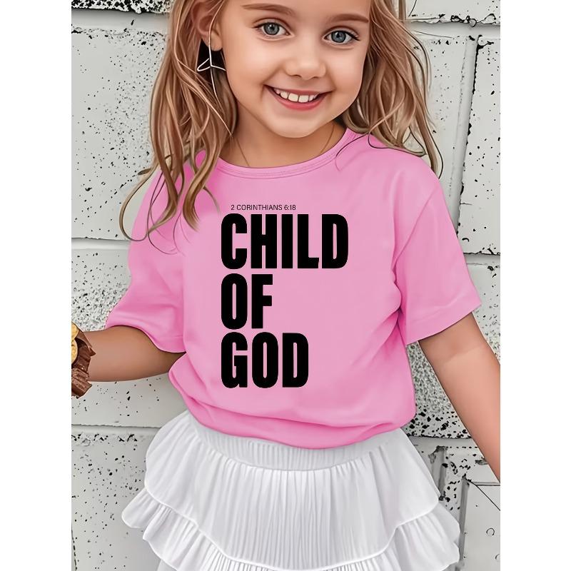 European Sizes Girl "Child of God" Letter Print Creative Versatile Trendy T-shirt