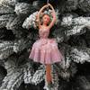 Christmas Ornaments Stree Decoration Girl Bithday Gift Xmas Plastic Hanging Decoration Dancing Silver Tutu Ballerina Christmas Gifts