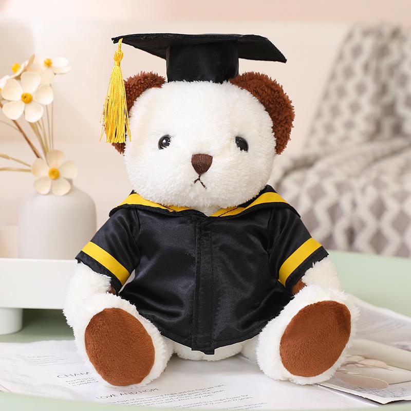 Graduation Teddy Bear with Cap & Gown - Customizable Logo Gift