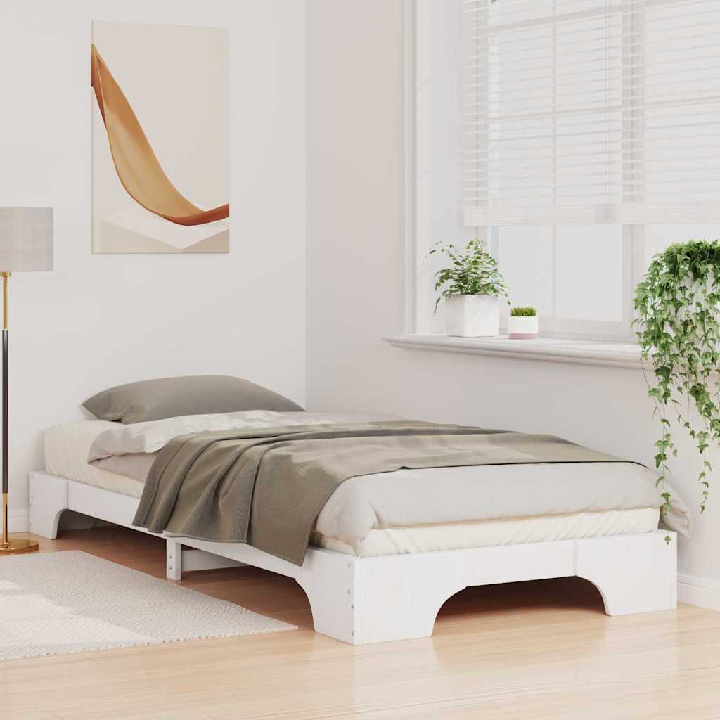 White Bed Frame 80 x 210 cm Solid Pine Wood