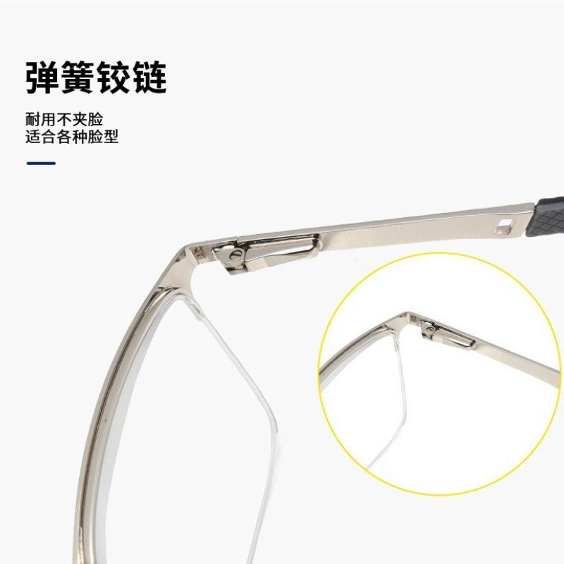 Anti Blue Light Blocking Half Frame Reading Glasses Men Women Business Metal Frame Resin Prescription Lenses Eyewear +1.0~4.0