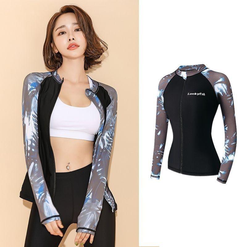 Womens 2-Piece UV Protection Wetsuit Set Snorkeling Surfing Swimming Long Sleeve Quick Dry Rash Guard