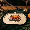 Skull Candy Holder Halloween Wooden Pallet, Decorative Serving Tray, Skeleton/Ghost/Pumpkin Storage Handmade Bat Shaped Plate Organizer for