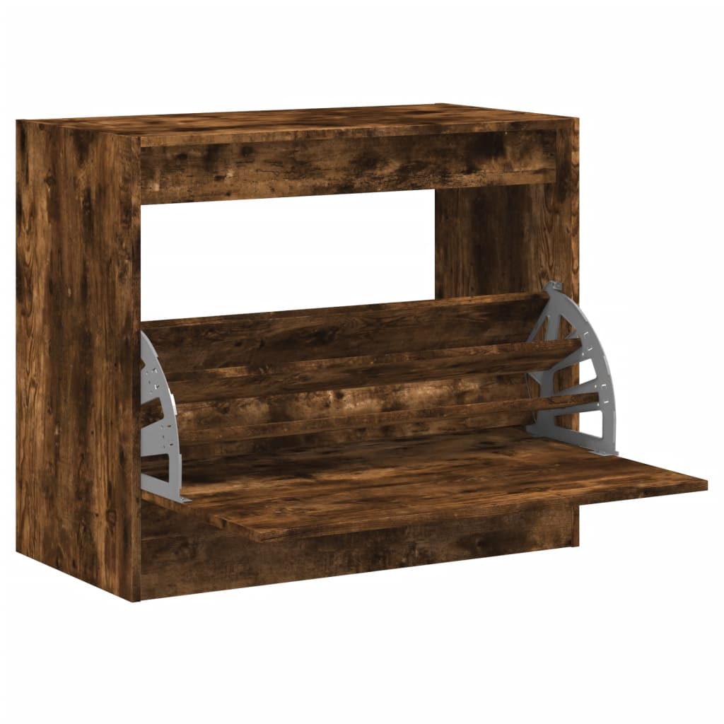 Shoe Cabinet Smoked Oak Finish 80 x 42 x 69 cm Engineered Wood