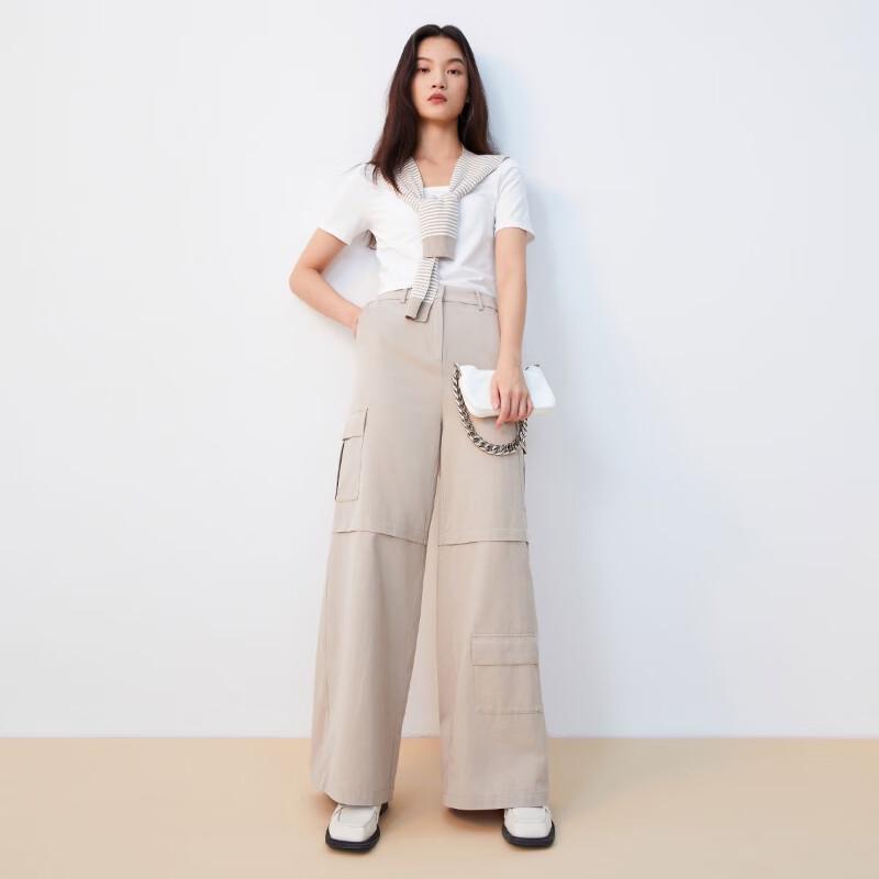 Veromoda Women's Mid-Waist Wide-Leg Cargo Pants