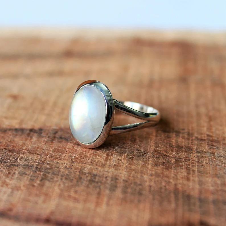 Moonstone Silver Ring  925 Sterling Silver Solid Red Stone Fashion Statement Rings for Women's Gift Idea Gemstone Jewelry Gemstone Handmade Rings