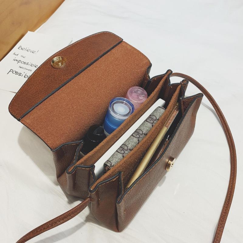 Retro Double Pocket Small Square Bag Simple and Versatile Mobile Phone Bag Single Shoulder Oblique Span Women's Bag Direct Sales